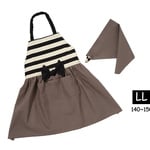 【ご連絡を差し上げた方限定】ガーリーなリボンエプロン　LL[140-150] 　三角巾セット　グレージュとボーダー　