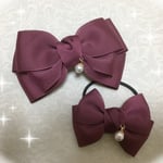 親子お揃いコーデ バレッタ＆ヘアゴム ワイン