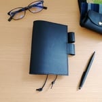 オイルヌメ革 手帳カバー A6 ブラック【選べるステッチ】受注製作〜MD文庫サイズ ほぼ日手帳 無印良品1日1ページ〜