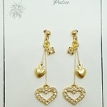2つのハートが可愛い 小さめピアス※貼るピアス対応