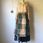 古布 格子の重ね着エプロン