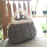 【受注生産】長財布も入るあおりつき2WAYがま口ニットバッグ＊グレー