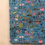 ドイツ◆Ricoデザイン・コットン生地◆イラスト・ドットブルー◆140×50