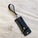 キーケース コードリール付き 本革 ブラック