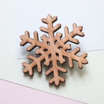 雪の結晶のウッドブローチ