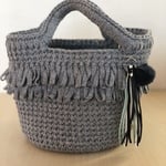 ✣値下げSALE✣ ズパゲッティリボンXL ループフリンジマルシェバック(ストーングレー)