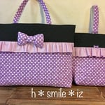 入園入学＊女の子 レッスンバッグとシューズバッグセット＊ドット フリル(ライラック)