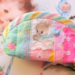 hana*ハンドメイド★レトロアニマルのミニミニポーチ♪Pinks★ホワイトバニーちゃん