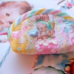 hana*ハンドメイド★レトロアニマルのミニミニポーチ♪Pパステル★おしゃれバニーちゃん