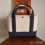LID♢帆布トートバッグ　生成×ネイビー