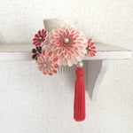つまみ細工　華のコーム（オレンジ）