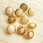 ■10個入■15mm■ビンテージボタン (ベージュマーブルミックス2)　［1637］