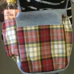 お散歩バックミニ☆（ライトデニム×チェックレッド系)