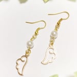 天使 ＊ 羽  simple ＊ gold × pearl  ピアス or イヤリング