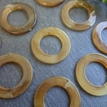 【4個】 39mm クリアブラウン サークル プレート チャーム