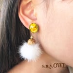 happy yellow＊ミンクファーイヤリング／ピアス