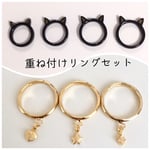 ［受注生産］猫耳リング重ね付けリングセット(黒)