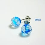 新作レジン 球体 ピアス～空の記憶～   8mm   