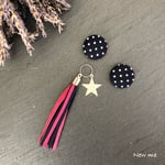 【2wayイヤリング/ピアス】‪ネイビー×ピンク 片耳タッセル‬