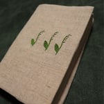 リネン 刺繍 ブックカバー