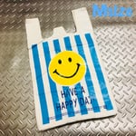  100枚入り★スマイル ビニール袋 ニコちゃん レジ袋 アメリカンポップ / ストライプ Mサイズ