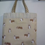 コーギー柄小型トートバッグ