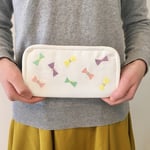 パステルリボンの手刺繍財布(白)