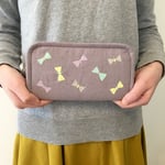 パステルリボンの手刺繍財布(紫)