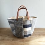 布合わせのまぁるいbag☆あったかグレー【再販】