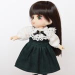 オビツ11用・緑コーデュロイのジャンパースカート