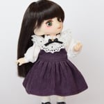 オビツ11用・紫コーデュロイのジャンパースカート