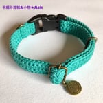 手編みの首輪【グリーン/バックルDカン付】小型犬用
