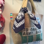 SALE:ARMY BASE＆英字ステンシル2wayコーヒー豆麻袋トートバッグ