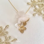 ♡ファー付き♡ゴールド×ホワイト　 紫陽花ネックレス