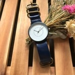 本革が肌に馴染む レザーウォッチ　ブルー　腕時計 メンズ レディース　刻印可能　