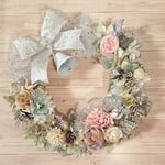 クリスマスリース（23.5cm）＊ペールフラワーのウィンターガーデン＊フラワーリース