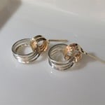 14kgfスクエア＊Silver925　two Rings　スタッドピアス(オール14kgfに変更可)