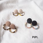 2way☆コーデュロイカボション×マーブルリングピアス