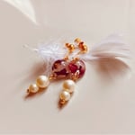 【送料無料】薔薇とハーブとローズクォーツのコットンパールメモリーオイル入りLOVEピアス