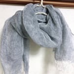 値下げしました！幅広ロング、リネンガーゼメッシュ  ストール濃紺