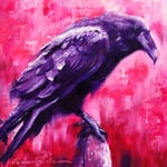 ○ 油絵・フレーム付き ○ - Square S - Crow 02-  
