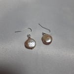 天然淡水パールコインタイプピアス