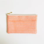 【India】手紡ぎ布のフラットポーチ Orange & White