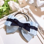 水色×ネイビーリボンの大人可愛いヘアゴム