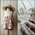 リネン×リバティレース　flower　ギャザーチュニック　【80～110】