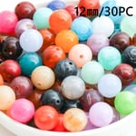天然石風マーブルビーズ　ラウンドシェイプ　12mm　30個　アクリルビーズ　