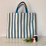再販 1 ＊ 少し大きめ34×41cm 爽やか男子のシンプルストライプ 通園バッグ 通学バッグ レッスンバッグ / 男の子