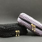 【h＊＊＊様専用ページ】ビーズポーチセット(グレイッシュモーブ&ブラック)