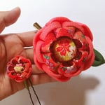 半額SALE＊椿のヘアクリップとUピンのセット＊髪飾り