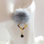 オニキス ピアス / ファーピアス / ファー / パワーストーン 天然石 ピアス